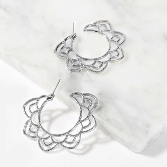 'Awakening' Gypsy Spiral Flower Silver Earrings - Picture 2 of 5